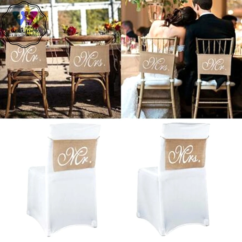 Новинка баннер из льна для стула реквизит фотосессии жениха и невесты юбилей