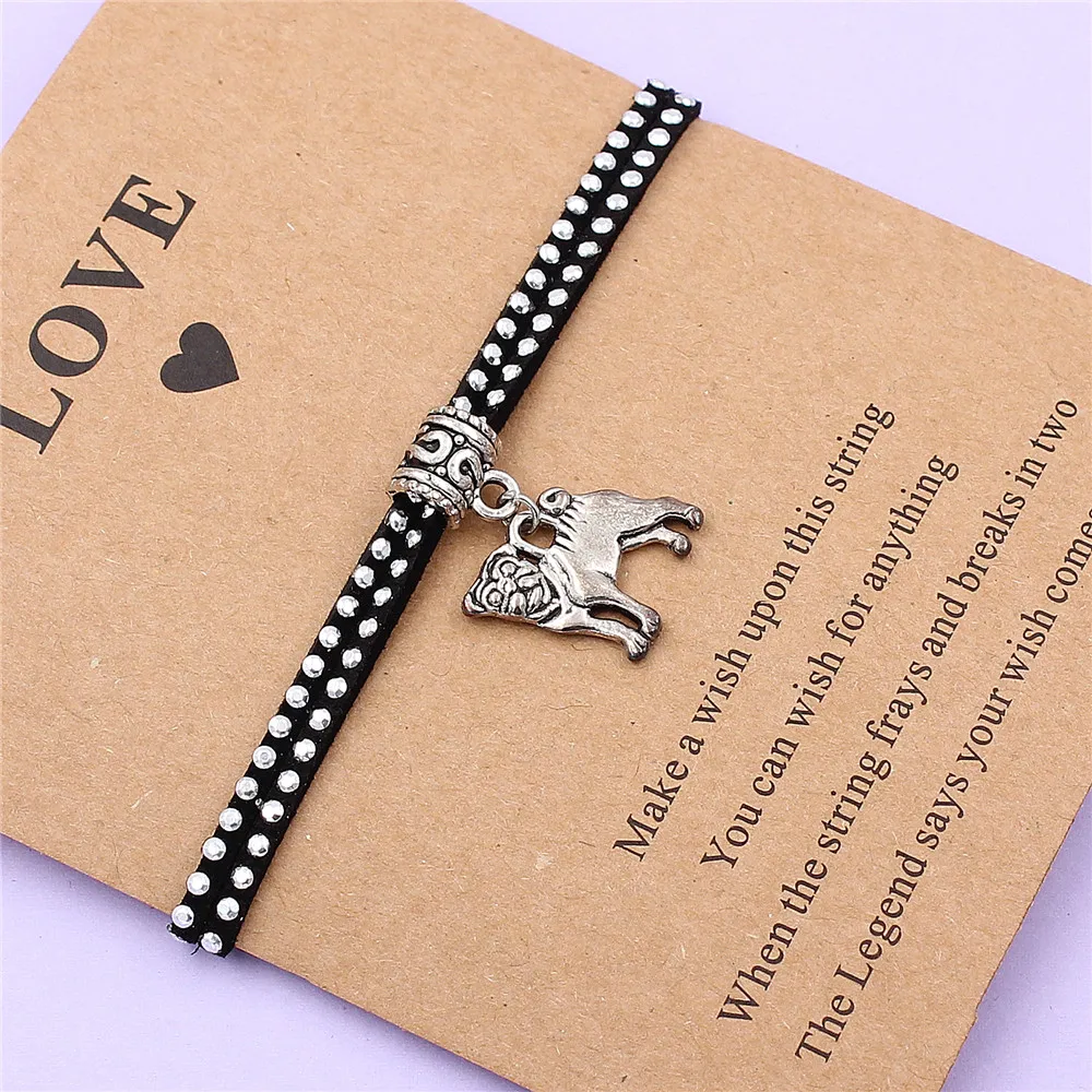 Модный серебристый Шарм для собак браслеты с надписью Wish Love Card женщин и мужчин