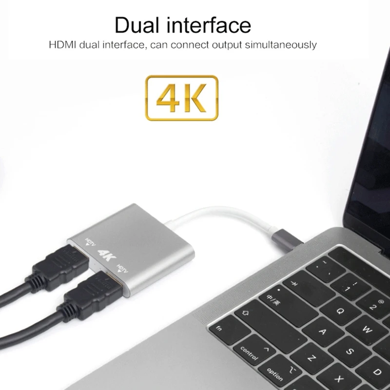 Переходник типа C на HDMI 4K 1 вход 2 выхода HD TV Сплит Sn видео кабель для Mac Air Pro Huawei Mate10
