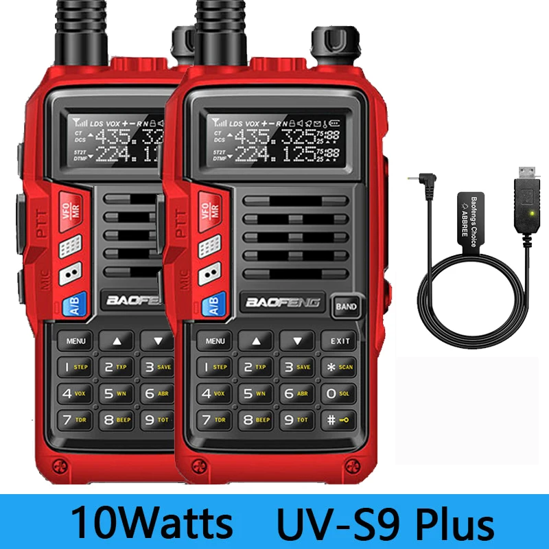 Рация BaoFeng UV-S9 Plus 10 Вт Двухдиапазонная (136-174 МГц VHF и 400-520 UHF) поддержка USB-зарядки 2