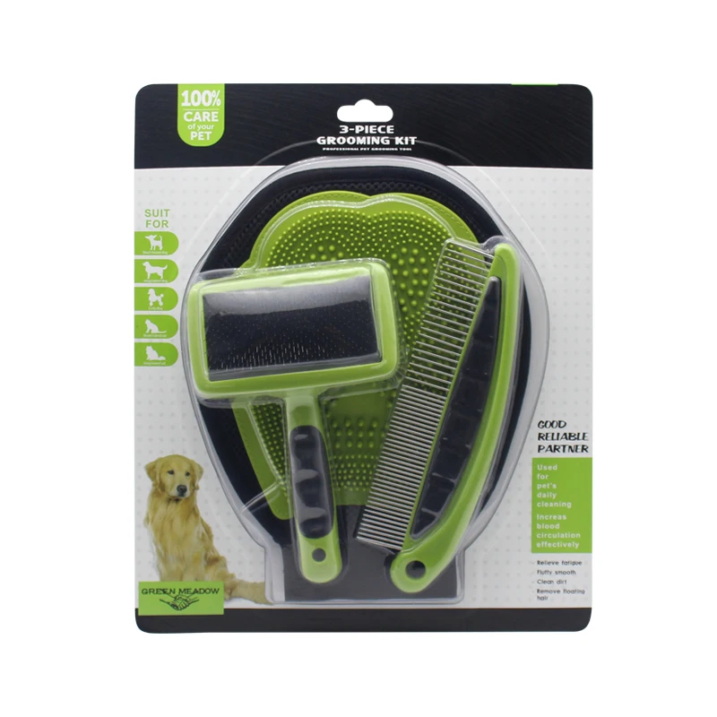 

Pet Hair Removal Grooming Brush Set Cat Cleaning Massage Glove Kit Stainless Steel Deshedding Comb