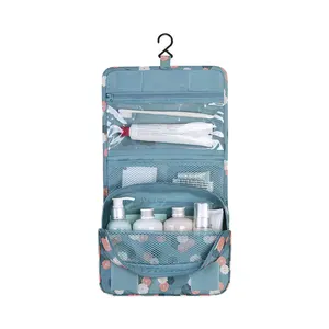 Портативная Складная Женская подвесная сумка для туалетных принадлежностей, водонепроницаемая дорожная косметичка из полиэстера с откидной крышкой, модная Цветочная сумка для макияжа на молнии