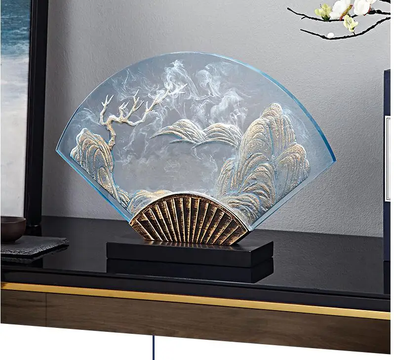Китайские прозрачные полимерные веер украшения Fengshui домашняя гостиная