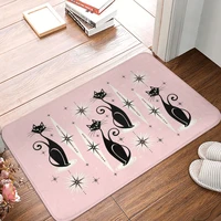 mid century meow retro atomic cats doormat carpet mat rug polyester non slip floor decor bath bathroom kitchen bedroom 40x60