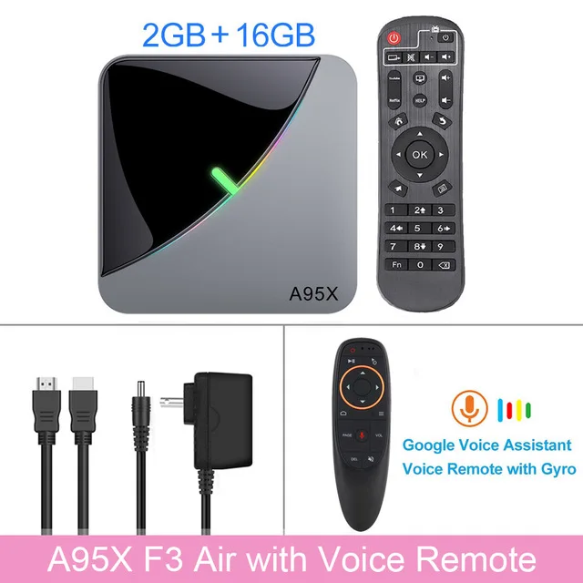 2G16G-G10S Remote A95X F3 Air Android 9,0 Smart tv Box Amlogic S905X3 2,4G& 5G Dual Wifi HDR BT 8K RGB светильник ТВ-приставка Google play медиаплеер - Цвет: 2G16G-G10S Remote
