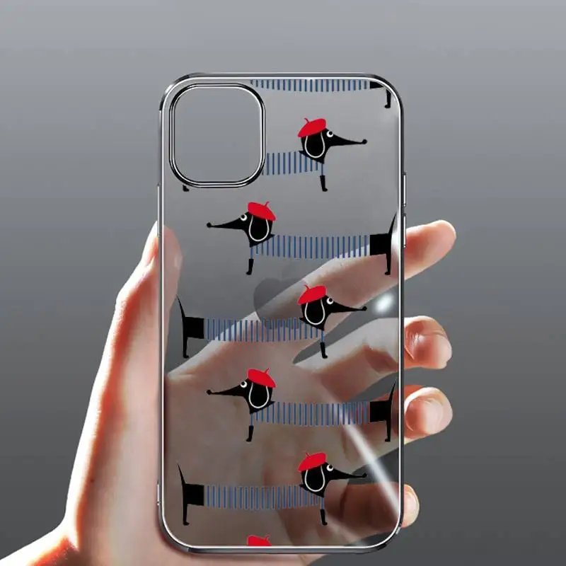 

Dachshund Sausage Dog Phone Case Transparent for iPhone Samsung 11 12 6 7 8 9 30 Pro X Max XR Plus lite