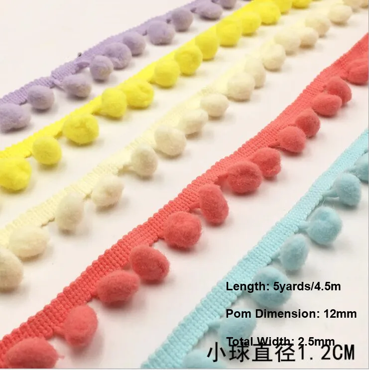 5 Ярд пятнистая лента красочное кружево с помпонами отделка шар бахрома Вязание