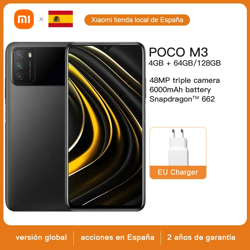 Глобальная версия Xiaomi POCO M3 смартфон 4 Гб 64 Гб/128 ГБ Snapdragon 662 Octa Core 48MP Тройная камера 6