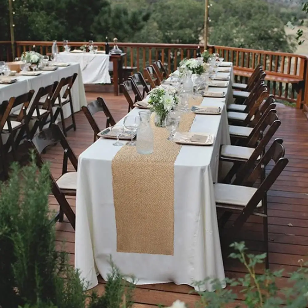 

Vintage Jute Table Runner Burlap Rustic Shabby Hessian Decorations Party Runner For Wedding Table Festival Event L1D7