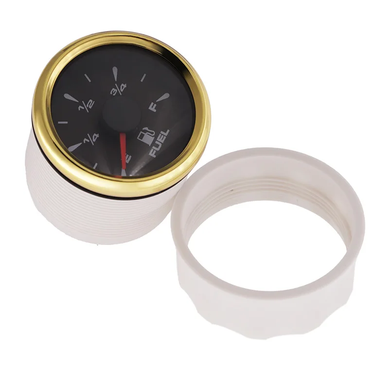 

52MM Car Fuel Level Gauge Golden Bezel For Marine Boat Motorcycle Truck Auto Fuel Level Meter Indicator With 8 Colors Backlight