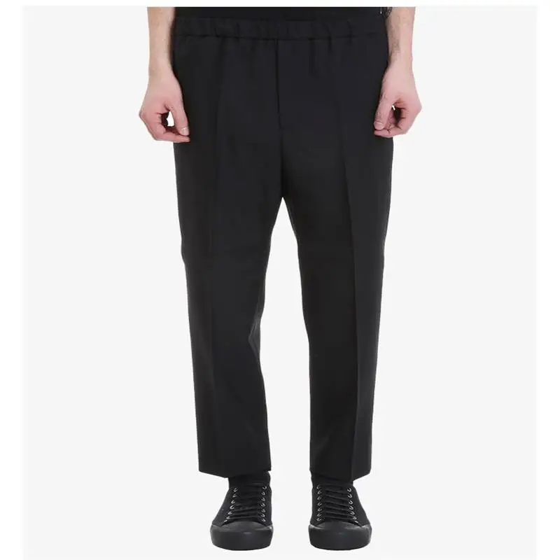 Spring and autumn new male black foot naked trousers contracted nine points of trousers loose thin Japanese style small trousers