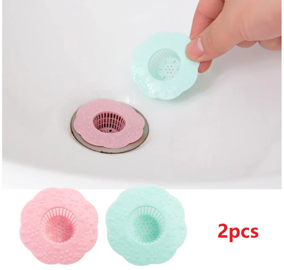 

2pcs Sink Sewer Filter TPR Floor Drain Strainer Water Hair Stopper Bath Catcher Shower Cover Kitchen Bathroom Anti Clogging