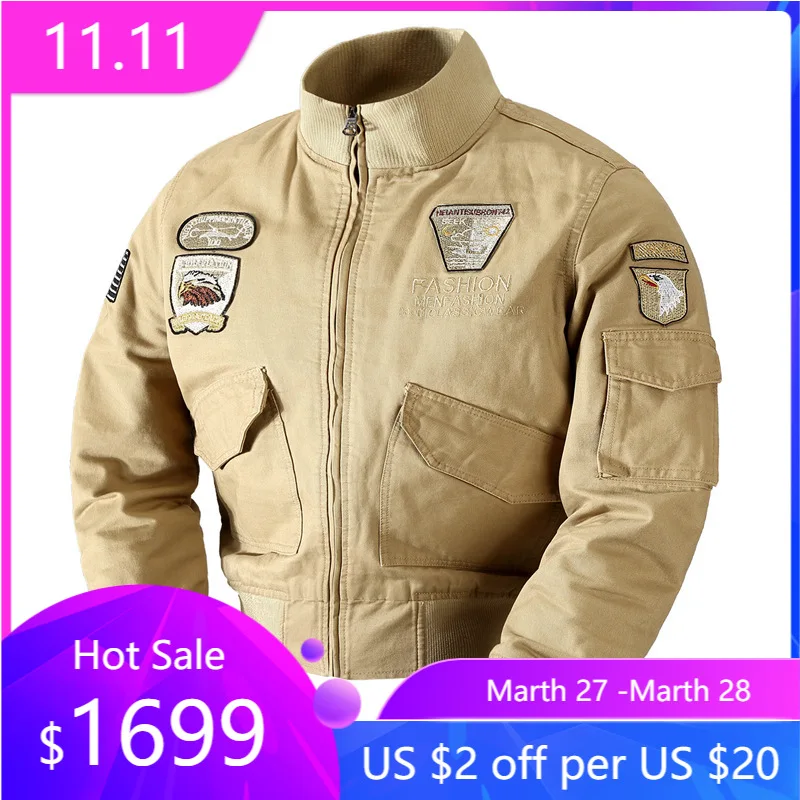 Армейская куртка бомбер мужская приталенная хлопковая Уличная Повседневная