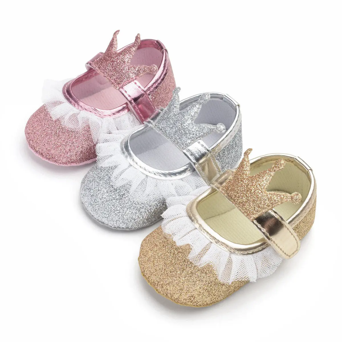 

Infant Girl Princess Fashion Lace Shoes Wing Sequined Hook Cotton Prewalker Shoes Soft Sole Crib Shoes