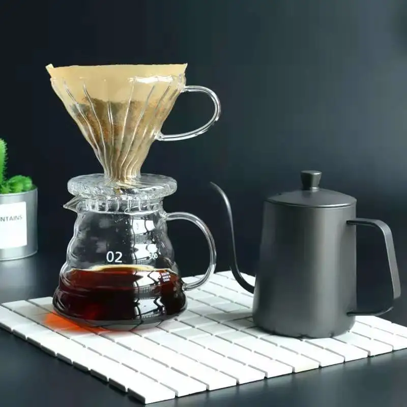 V60 фильтр для кофе стеклянный кофейник 600 мл с крышкой портафильтр постоянный фильтр для кофеварки гейзер капельница капельная чайник espress