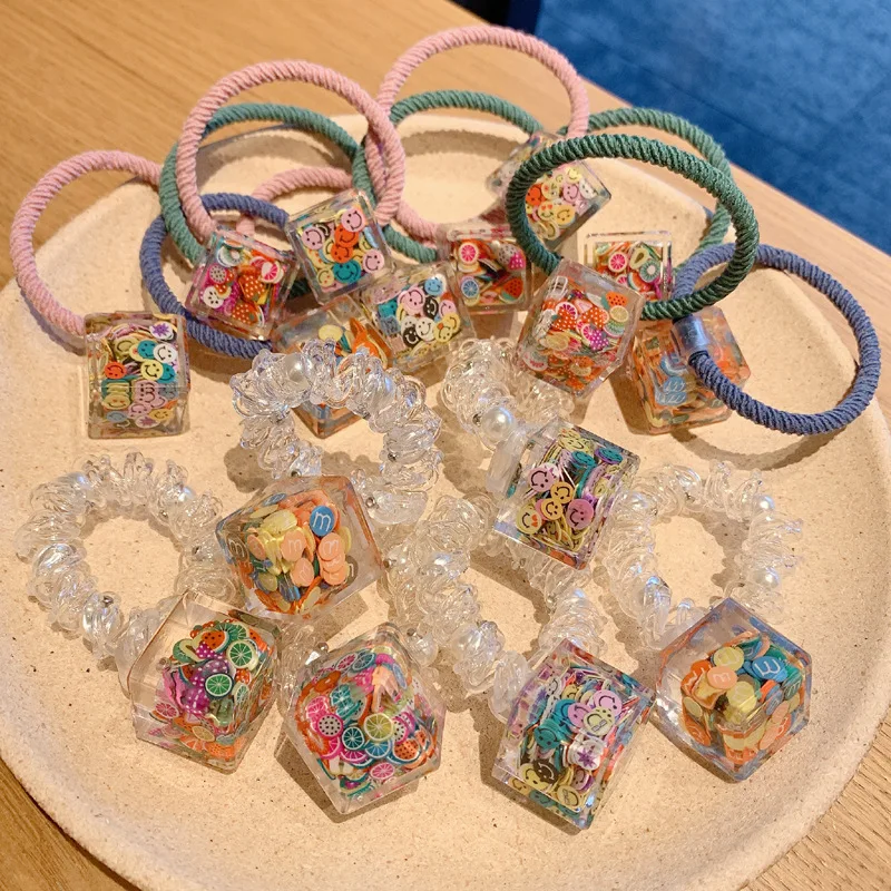 

New Korea Style Sweet Simple Geometric Fruit Irregular Ins High Elasticity Durable Hair Rope For Women Fashion Hair Accessories