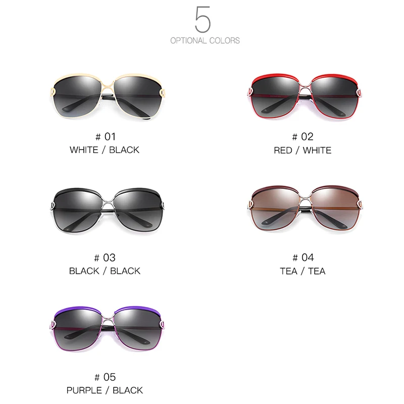 Женские прямоугольные солнцезащитные очки TEWEXUA большие из сплава с