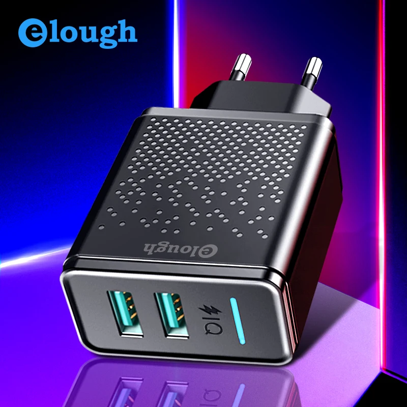 Зарядное устройство Elough с двумя USB портами 2 4 А|Зарядные устройства для телефонов|