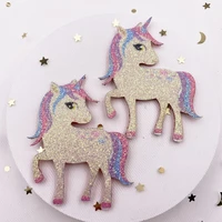 new 6pcs felt fabric paillette rainbow glitter unicorn applique wedding diy sewing patch hair bow accessories e240