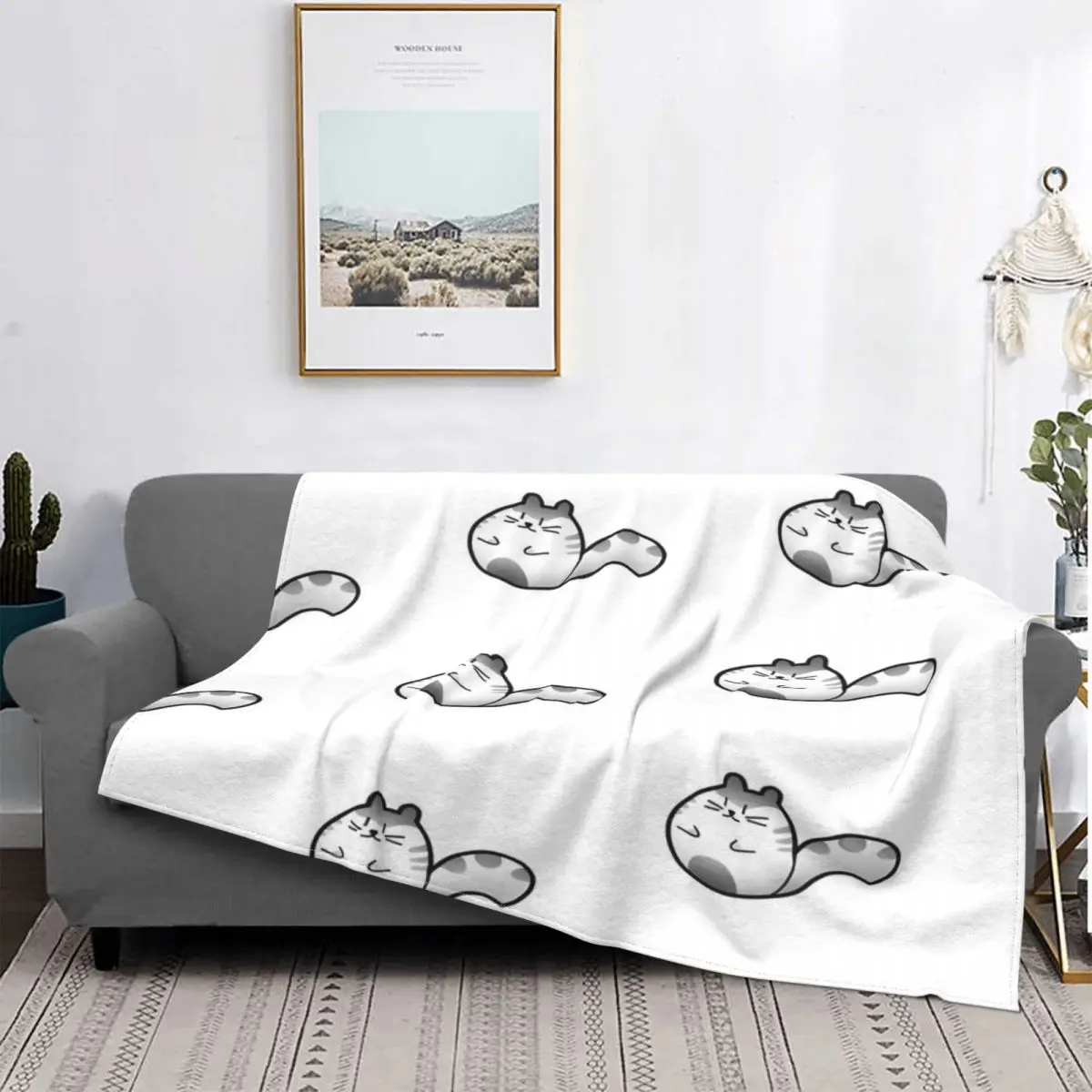 

Manta de gato blanco y gris, colcha para cama a cuadros, Edredon a cuadros para sofra, manta Thermal MICA, colcha para camas