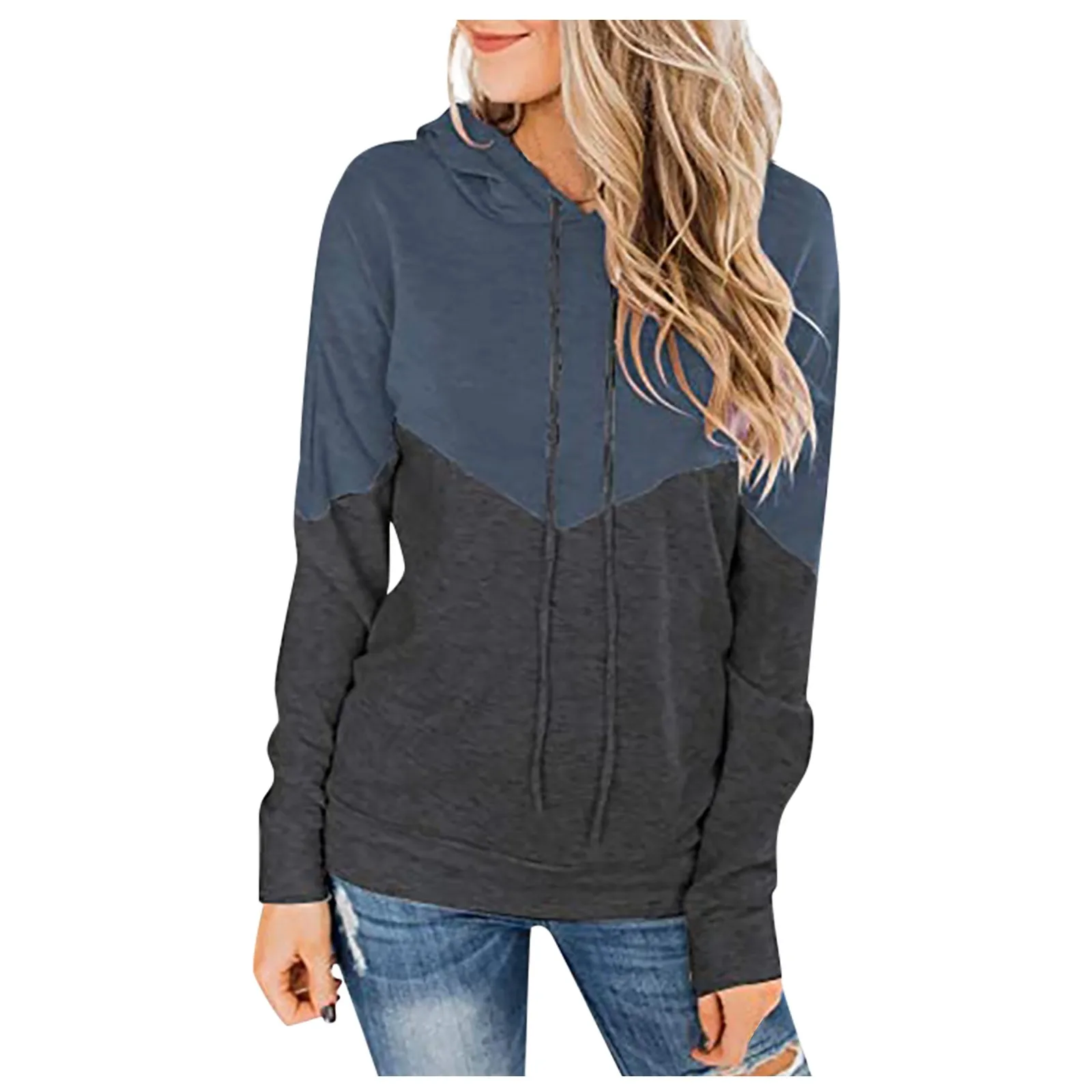 

Новинка 2021, женские осенне-зимние топы, Женская толстовка с капюшоном на шнуровке и длинными рукавами, повседневные женские топы