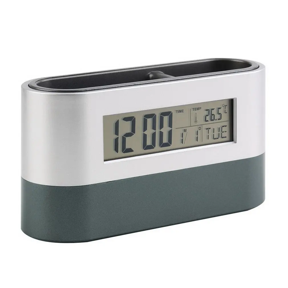 

Multifunctional Home Office Digital Snooze Alarm Clock Pen Holder Calendar temperature Display Black Blue Good Quality Free Ship