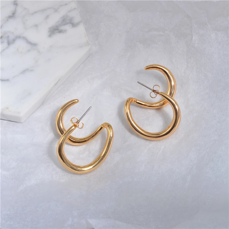 Европейский и американский стиль креативный дизайн двойной круг серьга