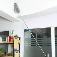 long handle telescopic pole washable extendable duster static stainless steel bendable brush lengthen roof cleaning tool