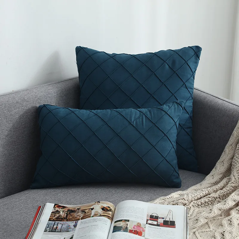 ink blue Желтый, синий, темно-зеленый вышитый латтический чехол для подушки, складка для дома, декоративная наволочка для подушки, пиломатериал, чехол для подушки 45X45 см/30x50 см - Цвет: ink blue
