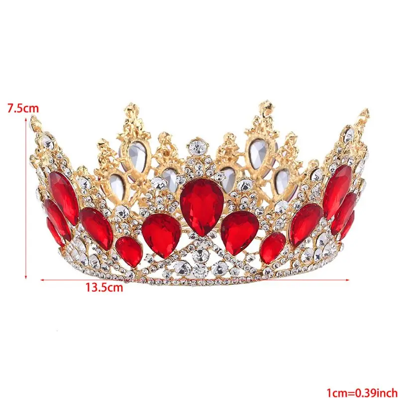 

Red crown Vintage Crystal Crown for Women Wedding Bridal Tiara Flower Crown