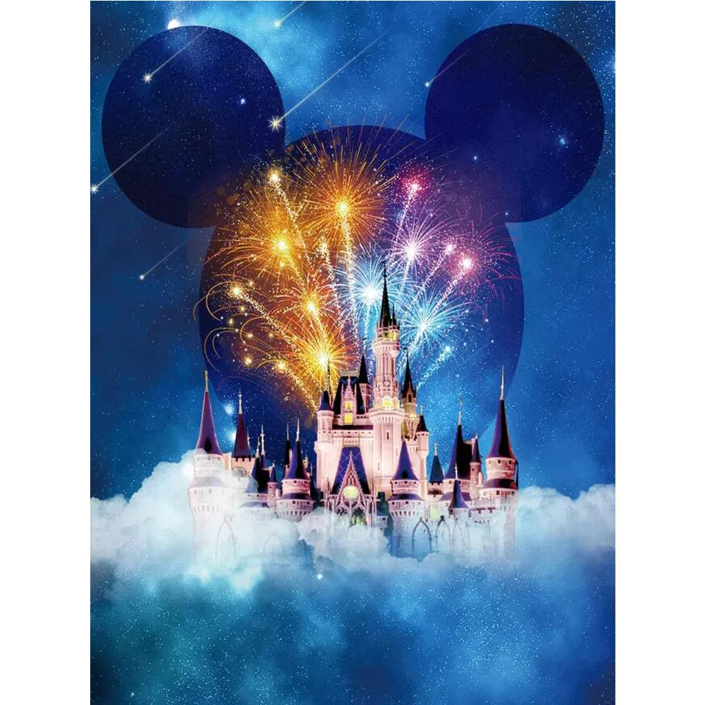 

Алмазная мозаика Disney 5D «сделай сам», картина из круглых страз, вышивка крестиком, мультфильм Микки, полноразмерный Квадратный замок, Круглы...