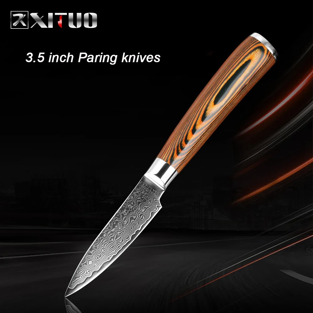 Paring knives XITUO кухонный нож шеф-повара из дамасской стали 67 слоев Профессиональный японский острый инструмент для очистки мяса Кливер Satoku утилита для приготовления пищи - Цвет: Paring knives