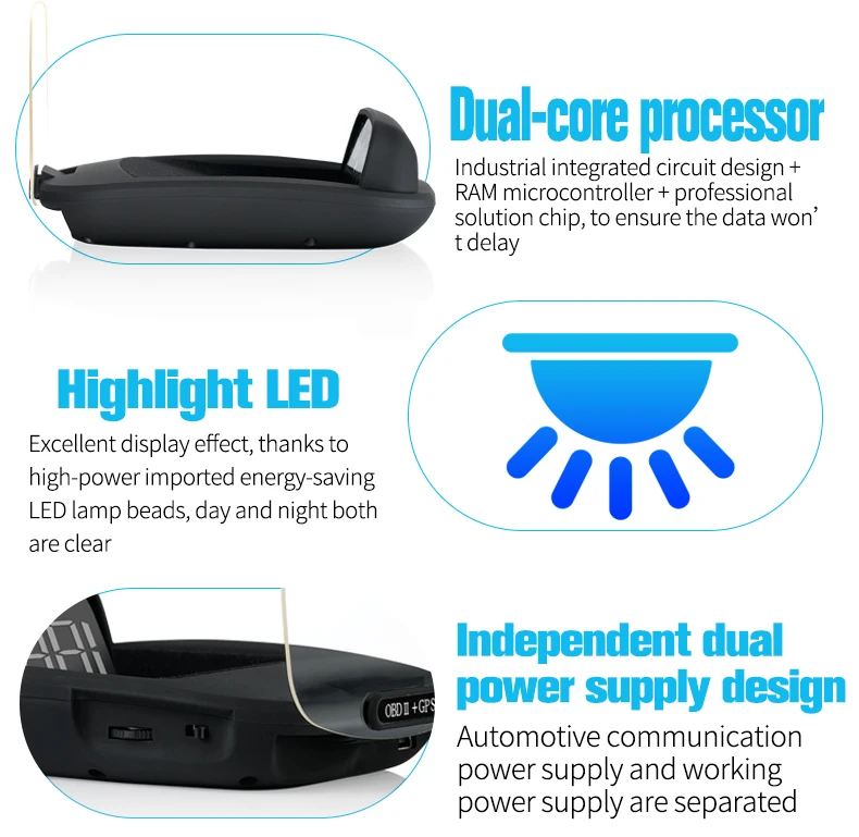 Head-Up Display OBD II GPS Speedometer Alarm Function Practical 2 In 1 HD C800 On-board Computer Speed Projector Car HUD
