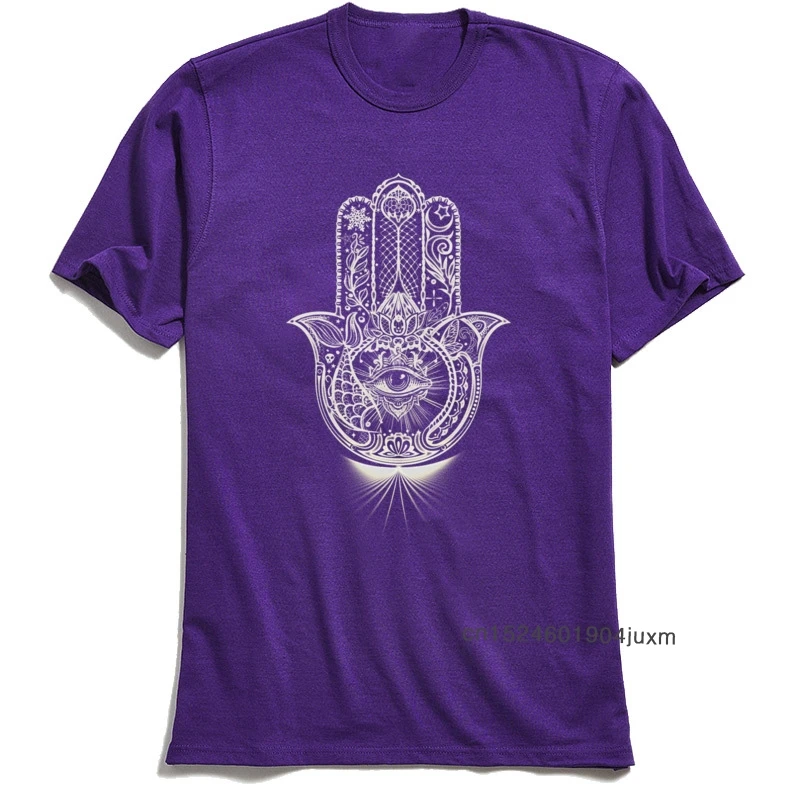Футболка Hamsa мужская с коротким рукавом фиолетовый топ круглым вырезом из 100%