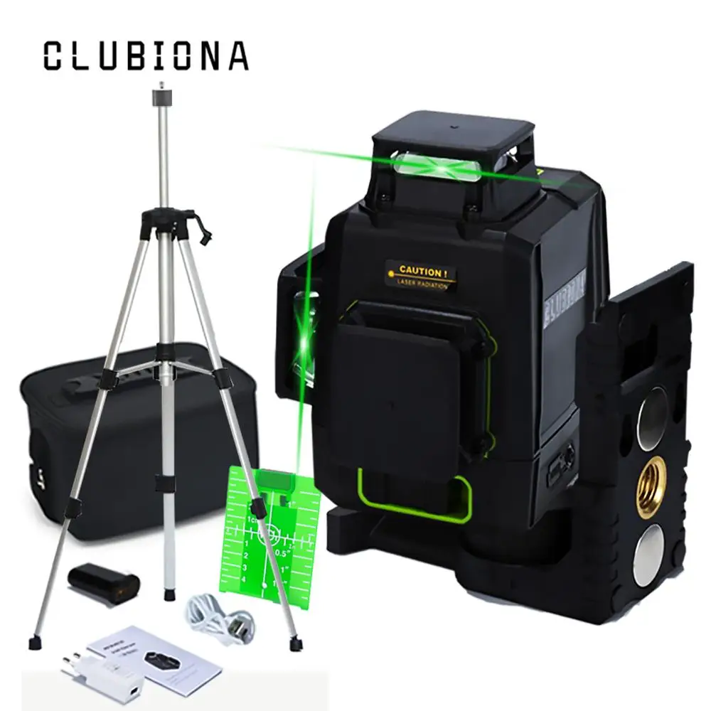 Clubiona CE сертифицированный 3D лазерный нивелир с аккумулятором 5200 мАч и горизонтальными и вертикальными линиями работает отдельно лазерные линии