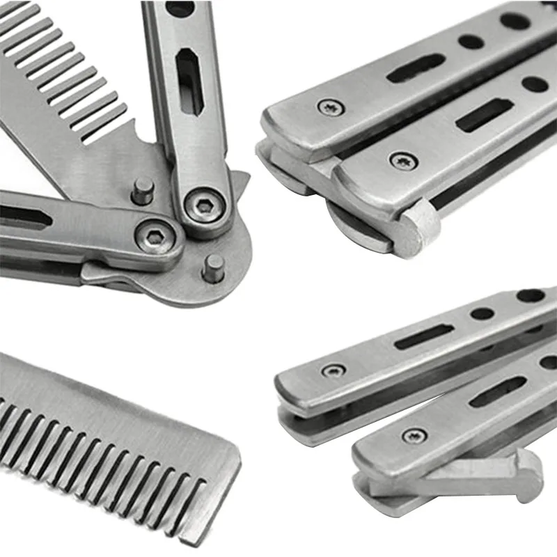 

Foldable Stainless Steel Comb Hair Pomade Styling Butterfly Comb Hairdressing Knife Comb For Beard & Moustache Brushes Hairdress