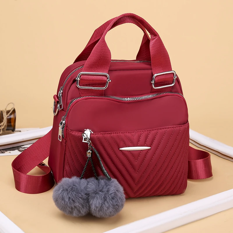 Women Backpack Female Hairball New Shoulder Bag Multi-purpose Casual Fashion Ladies Small Backpack Travel Bag For Girls Backpack