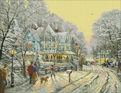 Набор для вышивки крестиком YIXIAO из хлопка с якорем Рождественская улица | Дом и