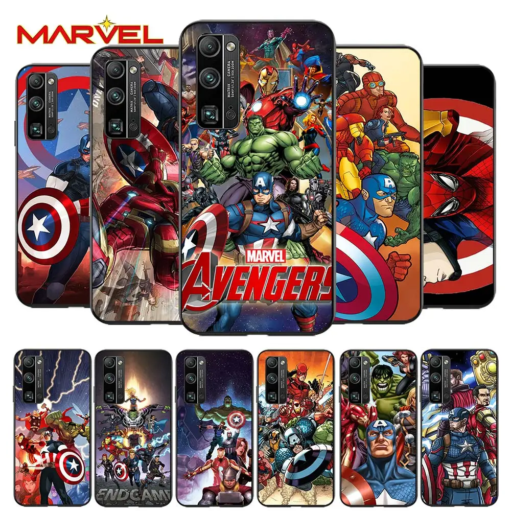 

Marvel Avengers for Huawei Honor 30 20 10 9S 9A 9C 9X 8X MAX 10 9 Lite 8A 7C 7A Pro Silicone Soft Black Phone Case