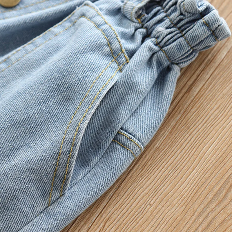 Джинсовые шорты для девочек DFXD повседневные однотонные джинсовые с высокой