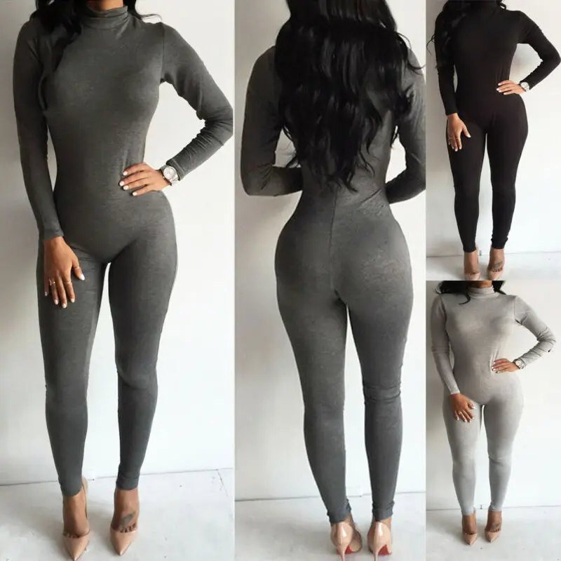 Женские комбинезоны на весну и осень повседневные без украшений одноцветные с