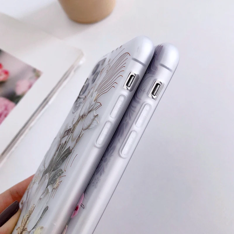 Чехол для iPhone 12 11 Pro XS Max XR 12Mini милый ретро чехол телефона с рельефным розами X 6 7 8 Plus