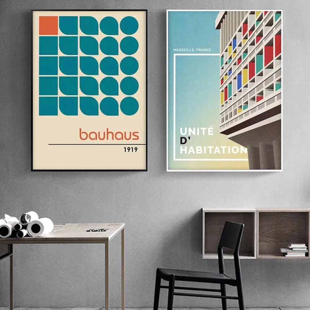 

Bauhaus 100 Year Poster Le Corbusier Art Print French Abstract Museum Cubism Modern Painting Corbusier Pos Living Room Decor