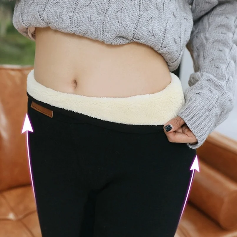 

Warm Thick Fleece Lined Pants Women Push Up High Waist Tights Leggings Slimming Thermal Mallon Solid Scrunch Butt Lift Leggins