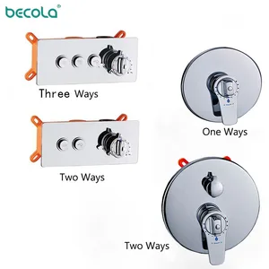 Скрытый смеситель, латунный настенный смешивающий клапан, переключатель, Регулируемый температурный смеситель для душа, термостатический хромированный, 3 способа