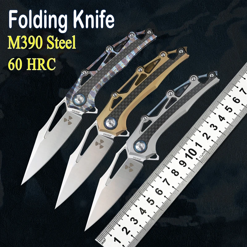 

Многофункциональный охотничий нож M390 с ручкой из титана и углеродного волокна для повседневного использования, портативный острый нож для ...