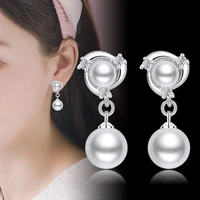fashion short pearl pendant earrings gold plated exquisite zircon anti allergy womens earrings daily matching jewelry