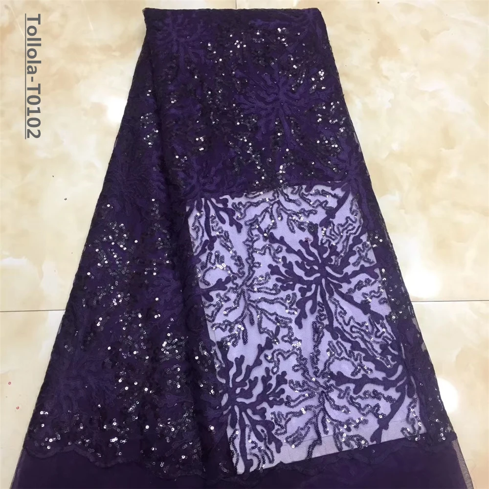 2019 high quality French Nigerian sequins net lace African tulle mesh sequence fabric for party dress 5yards/lot Royal Blue | Дом и сад