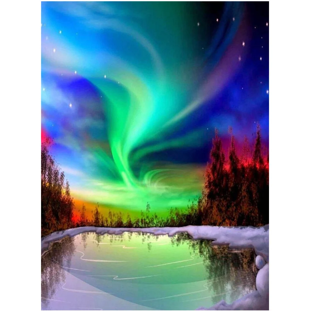 

5D landscape square diamond Aurora DIY cross stitch decorative painting 40 * 30cm for sale