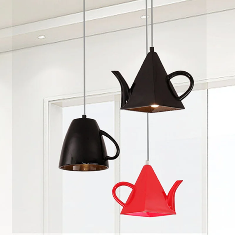 Современный Креативный подвесной светильник из смолы абажур в форме чайника E27